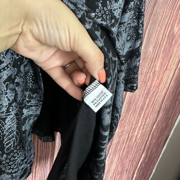 Bryn Walker Womens Metallic Artsy Cowl Neck Tunic Top Black Gray Size Medium M - Picture 6 of 8